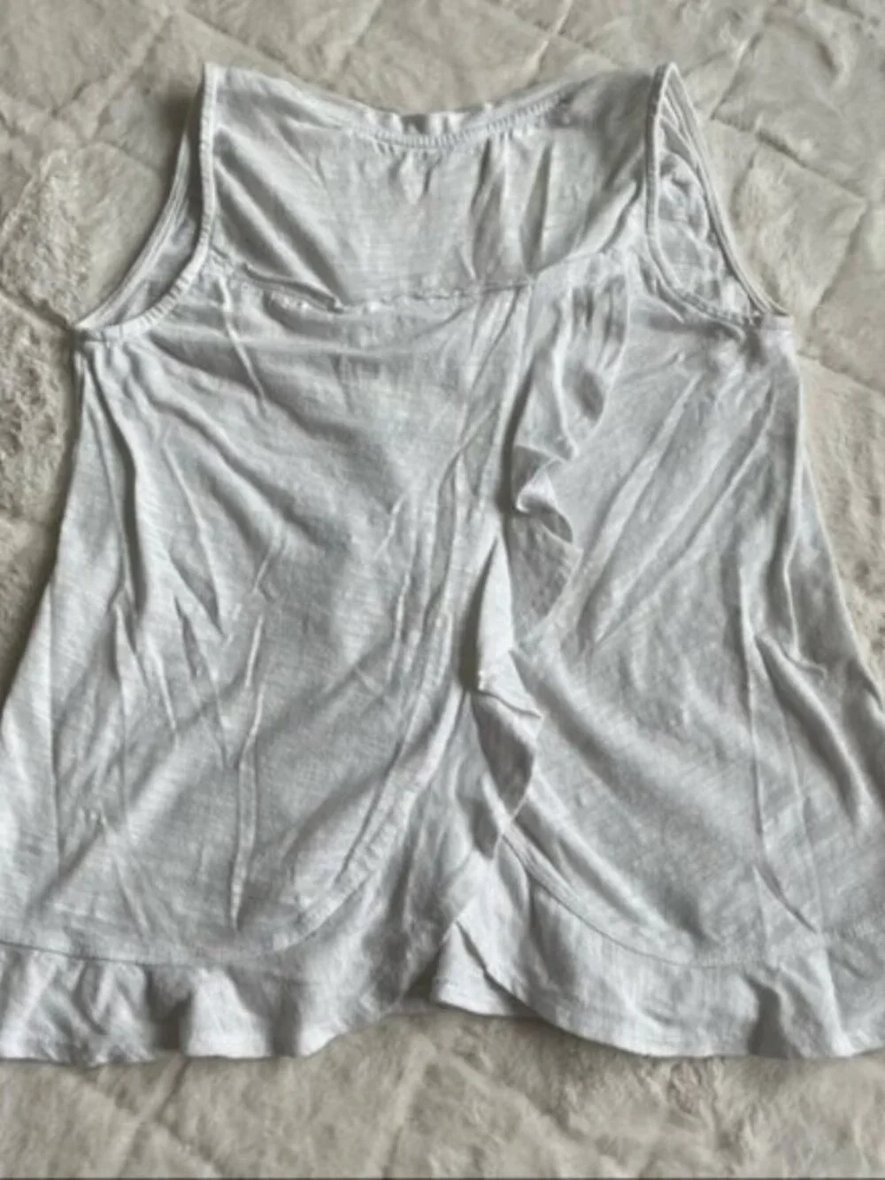 Maeve by Anthropologie | White Ruffle Sleeveless Tank Top | Size Extra Small